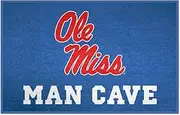 University of Mississippi (Ole Miss) Light Blue Man Cave Rug - 19in. x 30in.