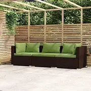 3-Seater Sofa with Cushions Brown Poly Rattan Patio Bar Sets