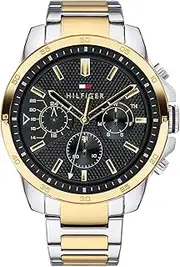 [Tommy Hilfiger] Decker Two Tone Stainless Steel Black Dial Men's Watch
