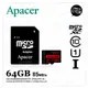 Apacer 宇瞻 64GB 64G Micro SD SDXC C10 UHS-I 85MB 記憶卡 公司貨