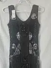 VIJIV Women's 1920s Inspired Black Sequin Beads Long Fringe Flapper Dress Lg New