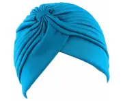 10 Pcs Stretchy Cross Turban Cap Head Wrap Pleated Chemo Cap Headscarf Twisted Head Cover Elastic Headwear - Blue