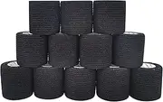 12 Rolls 5cm*4.5m Elastic Bandage Self-Adhesive Wrap Cohesive Bandage Strong Elastic First Aid Tap Professional for Sports,Wrist,Ankle (black)