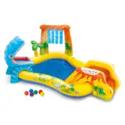 Intex 249x191cm Inflatable Play Centre 3y+ Kids Outdoor Swimming Pool Dinosaur