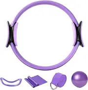Pilates Ring Set, 5 Pack Pilates Kit, Professional Stretching Belt Yoga Bands Ring for Legs, Arms and Thighs Women Exercise Equipment