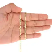10K Yellow Gold Plated 2mm Curb Cuban Chain Link Necklace or Bracelet 18" 925%