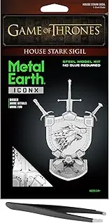 Metal Earth Premium Series Game of Thrones House Stark Sigil 3D Metal Model Kit Bundle with Tweezers Fascinations