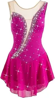 [Zagitova] Ice Figure Skating Dress for Girls with Shiny Rhinestone Sheer Back Graceful Patchwork Competition Outfits