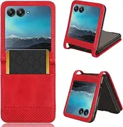 [HMLTD] Popular Simplicity Business Phone Cover Compatible with Motorola Razr 40 Ultra Razr40Ultra XT2321-3 Phone Case Solid Color Anti Fingerprint Folding Phone Shell (Red,Moto Razr 40 Ultra)