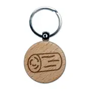 Log Tree Doodle Engraved Wood Round Keychain Tag Charm