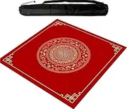 Large Mahjong Mat with Black Carrying Bag, Anti Slip and Wear-Resistant Mahjong Paigow Table Mat, Table Mat for Mahjong Paigow Poker Card Games,red (60 cm/23.62