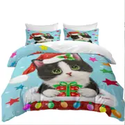 Cute Christmas Design Tuxedo Cat in Chimney Quilt Cover