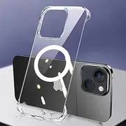 RUNGOS for iPhone 14 Plus Case MagSafe (Bare Metal Feel) [Camera Hollow] [Strong Magnetic] Borderless Slim Case for iPhone 14 Plus Phone Case, 14 Plus MagSafe Case Magnetic Cover 6.7'', Crystal Clear