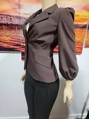 Laundry By Shelli Segal Size 8 Brown Women's Blazer Balloon Sleeve NWT #C