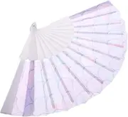 SOLUSTRE Handheld Foldable Fan Decorative Oxford Cloth Design with Sturdy Plastic Frame for Dance Performances Weddings and Stylish Home Portable Compact for Easy