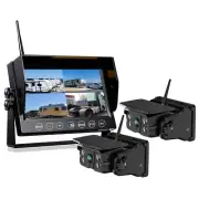 7" DVR Monitor 2x Wireless Rechargeable Battery Solar Magnetic Reversing Cameras