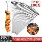 30CM Stainless Steel Barbecue Metal Skewers Flat Needle BBQ Tools Kebab Stick AU