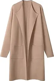 [MEROKEETY] Women's Long Sleeve Lapel Open Front Cardigan Coat Casual Knit Sweater with Pockets