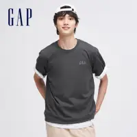 在飛比找momo購物網優惠-【GAP】男裝 Logo純棉圓領短袖T恤 厚磅密織親膚系列-