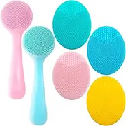 HINZIC 6pcs Silicone Manual Face Scrubber, Soft Face Scrubber Exfoliator, Waterproof Skin Friendly Face Cleansing Brush for Blackheads Whiteheads Makeup Residues Removal- 4 Colors