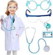 Yewong Kids Lab Coat Medical Playset for Doctor Scientist Costume Age 3-10