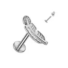 Piercing Ear Labret Titanium Silver With Sheet