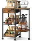 Coffee Bar Station with Wheels,Coffee Cart with Storage Drawer,15.35'' Deeper...