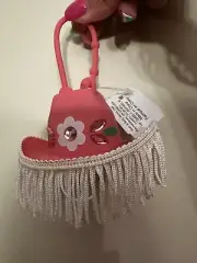 Bath And Body Works Pink Cowboy cowgirl Hat w/ fringe Pocket. Bac Case holder