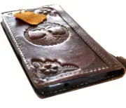Genuine Leather case fo Iphone 14 13 12 15 Pro Max Wallet Book embossing Vintage