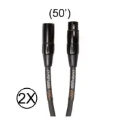2 Pack Roland Black Series Heavy-Duty XLR to XLR Balanced Microphone Cable (50')