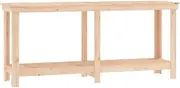 vidaXL Robust Wooden Work Bench, Solid Pine Wood - 180x50x80 cm with Ample Storage Space and Wall Attachment Device, Brown
