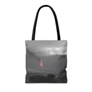 American Flag on a Cliff in Arizona Colored Black & White Printed Tote Bag