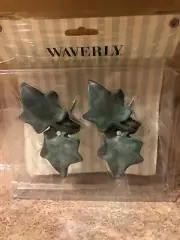 WAVERLY Ivy Leaf Finials Unused New Green Verdigris By Kirsch for 1" Rod