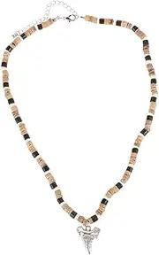 [Hohopeti] Shark Tooth Necklace for Men Style Coconut Shell Beaded Choker Tropical Jewelry for Summer