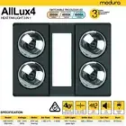 Modura AllLux4 3-in-1 Bathroom Heater Fan Exhaust 16W Tricolour LED Panel Light