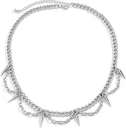 [Izpack] Gothic Spike Choker Necklace for Men Women Rivets Tassel Chain Necklaces Punk Streetwear Adjustable Jewelry Gifts, Metal, No Gemstone