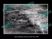 OLD POSTCARD SIZE PHOTO CALERA ALABAMA, AERIAL VIEW OF THE TOWN c1940