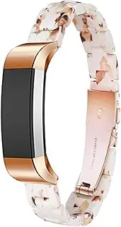 Ayeger Resin Band Compatible with Fitbit Alta/Alta HR/Ace,Women Men Resin Accessory Silver Buckle Band Wristband Strap Blacelet for Fitbit Alta/Alta HR/Ace Smart Watch Fitness (Nougat White)