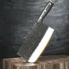 Cleaver Knife Handmade Forged Steel Full Tang Wood Handle Hammered Chef Butcher