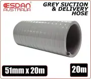 Suction Delivery Hose Grey 51mm 2" x 20m Sullage discharge heavy duty PVC pipe