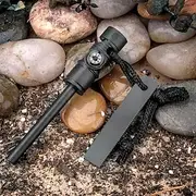 Portable Premium Flint and Steel Fire Starter Kit - Compact, Multi-Purpose Survival Tool with Magnesium Rods, Tinder Twine for Camping, Hiking, EDC, and Emerge