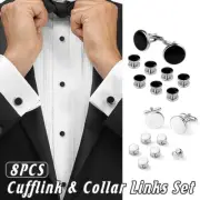 8PC Black Mens Cufflinks Set Tuxedo Shirt Buttons Wedding Party Formal Cufflinks