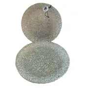 Akcam Turkish Clear Frosted Glass 8in Appetizer Plates Set of 4 NEW