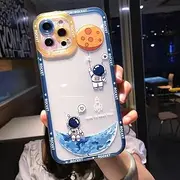 Cute Transparent Astronaut Phone Case for iPhone 11 12 13 14 Pro Max XS X XR 7 8 Plus SE 2020 Shockproof Bumper Back Cover,Blue,for iPhone 8plus