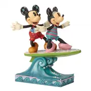 Disney Traditions Minnie & Mickey Mouse on A Surfboard Jim Shore 6001275