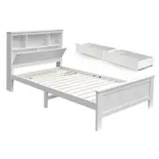 Artiss Wooden Bed Frame Shelves Bed Head and Drawers King Single