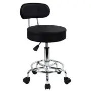 KKTONER PU Leather Rolling Stool Mid-Back with Footrest Height Adjustable Off...