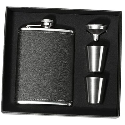 Hip Flask Gift Set for Men, 8oz Leak-proof Flask with 2 Cups and Funnel, Food