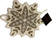 Christian Siriano Snowflake Shaped Christmas Stocking Beaded Holiday White 14"