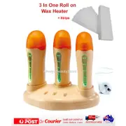 3 in One new speed Depilatory Roll On Wax Heater Roller Waxing Warmer with Strip